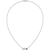 14K White Gold Black Diamond Mother and Baby Bear Pendant Necklace - 1/20 Carat Total Diamond Weight by Monteluci Fine Jewelry