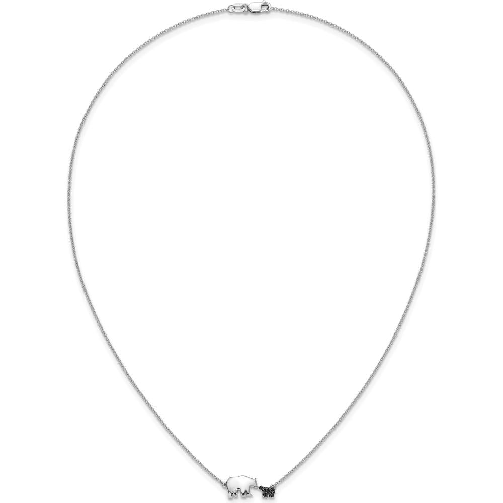 14K White Gold Black Diamond Mother and Baby Bear Pendant Necklace - 1/20 Carat Total Diamond Weight by Monteluci Fine Jewelry