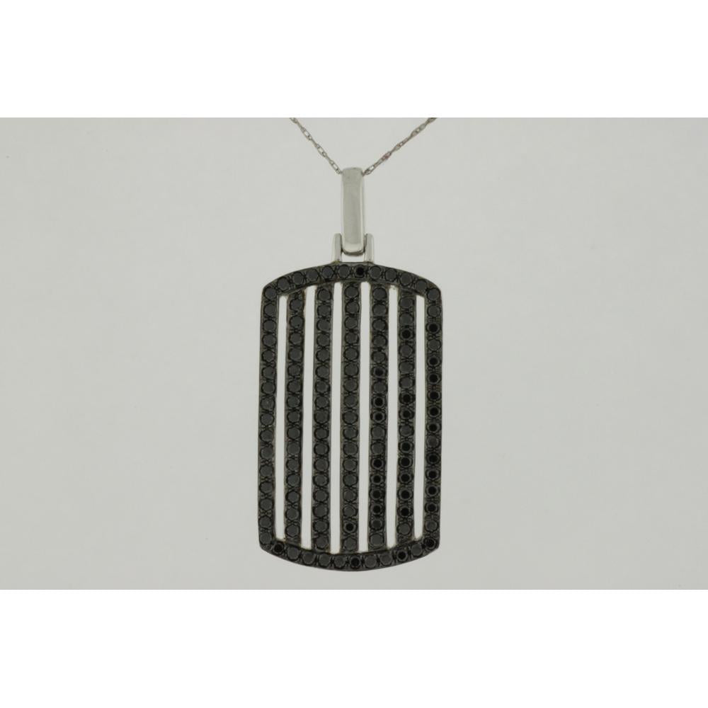 14K White Gold Black Diamond Pendant with Round Diamonds - 2.20 Carats Total Diamond Weight