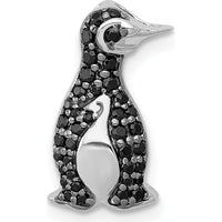 14K White Gold Black Diamond Penguin Slide Pendant - 1/5 Carat Total Diamond Weight by Monteluci Fine Jewelry