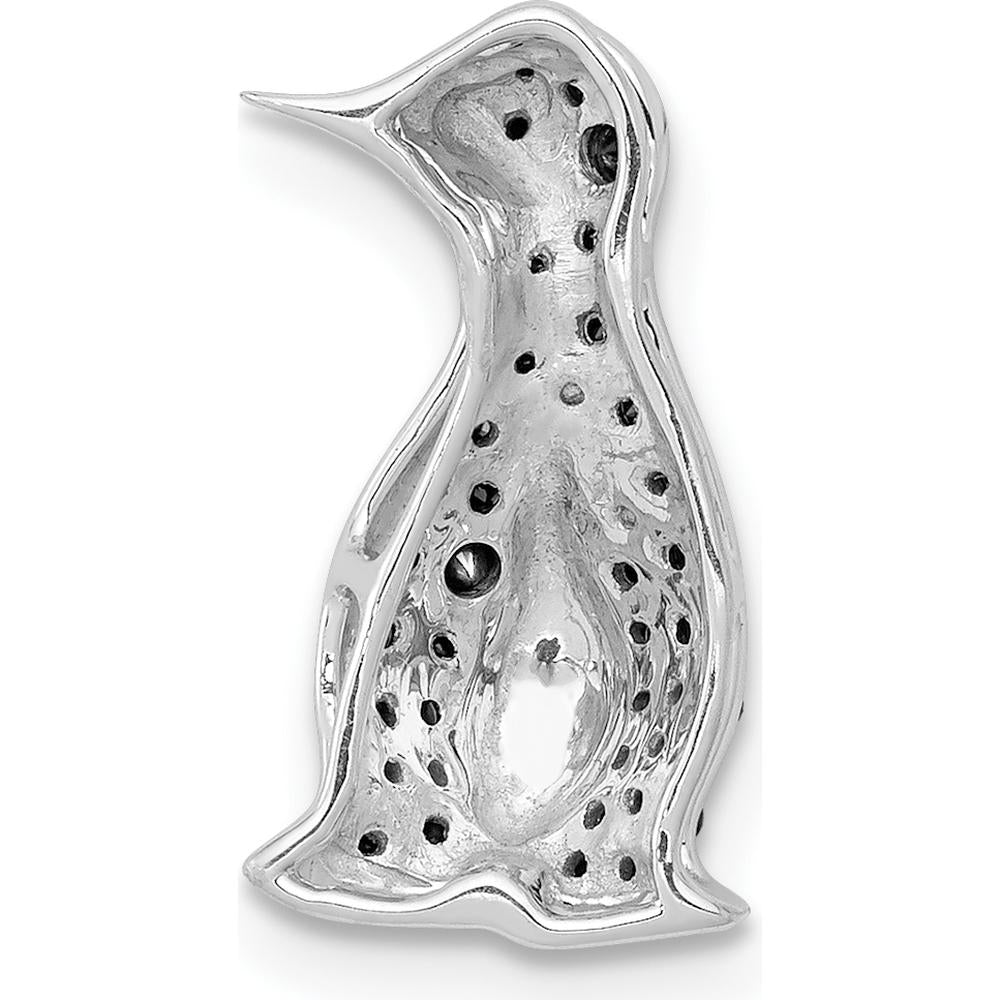 14K White Gold Black Diamond Penguin Slide Pendant - 1/5 Carat Total Diamond Weight by Monteluci Fine Jewelry