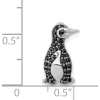 14K White Gold Black Diamond Penguin Slide Pendant - 1/5 Carat Total Diamond Weight by Monteluci Fine Jewelry