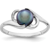 14K White Gold Black Freshwater Cultured Pearl Ring - 5.5mm by Monteluci Fine Jewelry