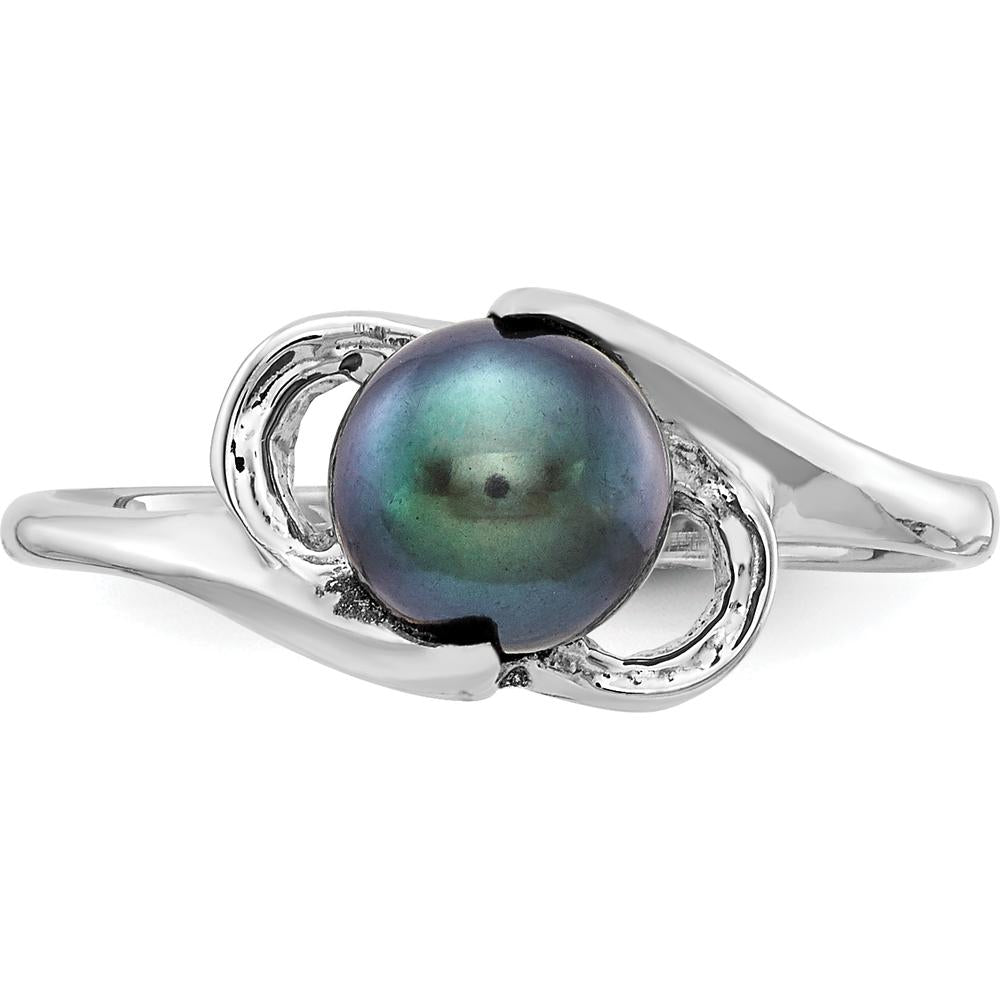 14K White Gold Black Freshwater Cultured Pearl Ring - 5.5mm by Monteluci Fine Jewelry