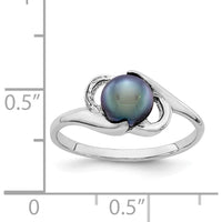 14K White Gold Black Freshwater Cultured Pearl Ring - 5.5mm by Monteluci Fine Jewelry
