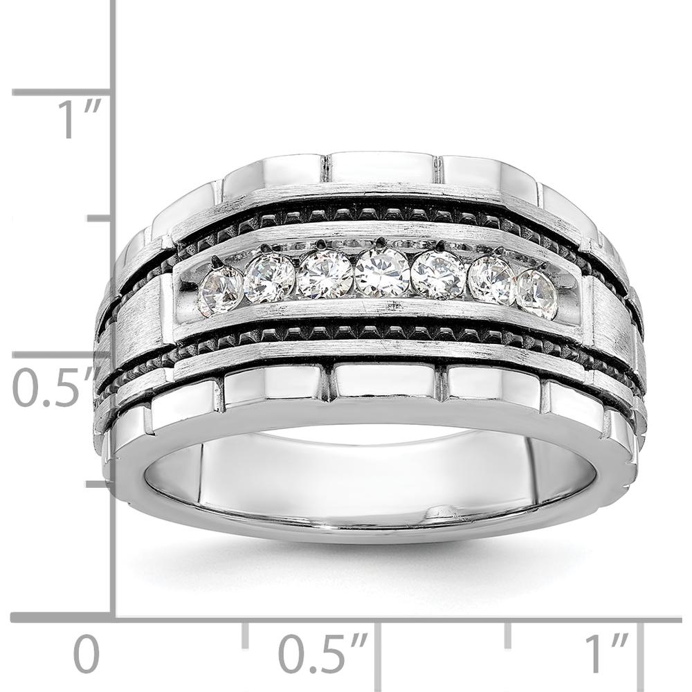 14K White Gold Black Rhodium Textured Men's Diamond Ring - 0.079 Carats Total Diamond Weight by IBGoodman