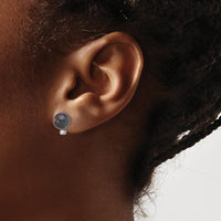 14K White Gold Black Round Akoya Pearl and Diamond Post Earrings - 0.10 Carat Diamond Total Weight by Monteluci Fine Jewelry