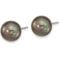14K White Gold Black Tahitian Cultured Pearl Post Earrings - 9-10mm by Monteluci Fine Jewelry