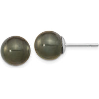 14K White Gold Black Tahitian Pearl Post Earrings - 10-11mm by Monteluci Fine Jewelry