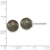 14K White Gold Black Tahitian Pearl Post Earrings - 10-11mm by Monteluci Fine Jewelry