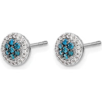 14K White Gold Blue and White Diamond Cluster Post Earrings - 0.14 Carat Total Diamond Weight by Monteluci Fine Jewelry