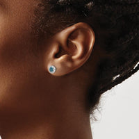 14K White Gold Blue and White Diamond Cluster Post Earrings - 0.14 Carat Total Diamond Weight by Monteluci Fine Jewelry