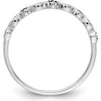 14K White Gold Blue and White Diamond Fancy Band with Milgrain Detailing - 0.045 Carat Total Diamond Weight by 0