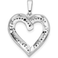 14K White Gold Blue and White Diamond Heart Pendant with Black Rhodium - 1/20 Carat Total Diamond Weight by Monteluci Fine Jewelry