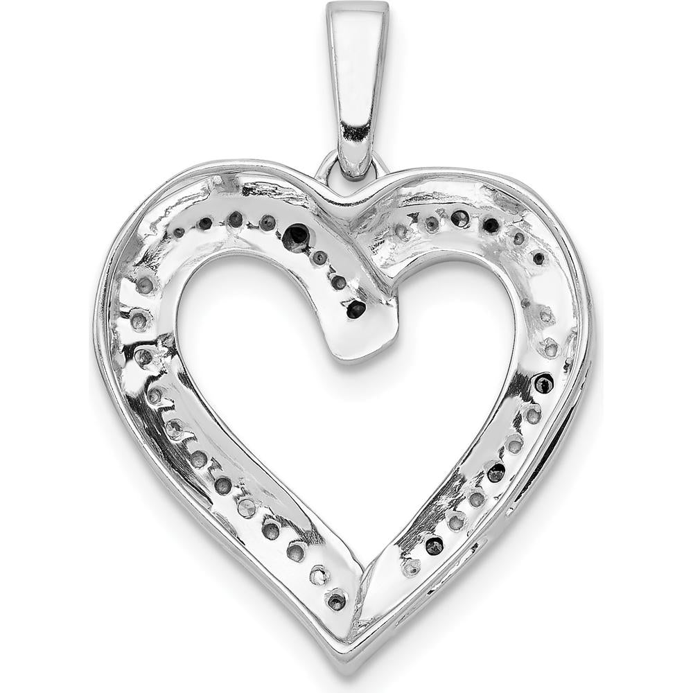 14K White Gold Blue and White Diamond Heart Pendant with Black Rhodium - 1/20 Carat Total Diamond Weight by Monteluci Fine Jewelry
