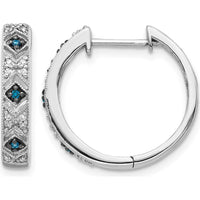 14K White Gold Blue and White Diamond Hinged Hoop Earrings - 0.47 Carat Total Diamond Weight by Monteluci Fine Jewelry