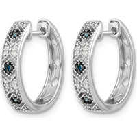 14K White Gold Blue and White Diamond Hinged Hoop Earrings - 0.47 Carat Total Diamond Weight by Monteluci Fine Jewelry