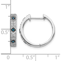 14K White Gold Blue and White Diamond Hinged Hoop Earrings - 0.47 Carat Total Diamond Weight by Monteluci Fine Jewelry