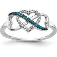 14K White Gold Blue and White Diamond Infinity and Heart Ring with Rhodium Accents - 0.24 Carat Total Diamond Weight by 0