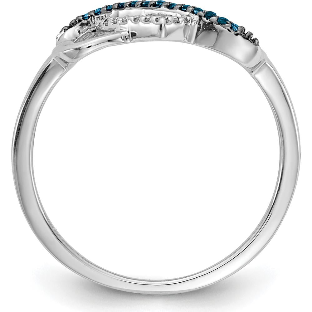14K White Gold Blue and White Diamond Infinity and Heart Ring with Rhodium Accents - 0.24 Carat Total Diamond Weight by 0
