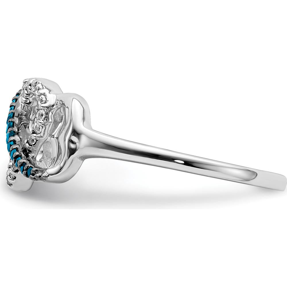 14K White Gold Blue and White Diamond Infinity and Heart Ring with Rhodium Accents - 0.24 Carat Total Diamond Weight by 0
