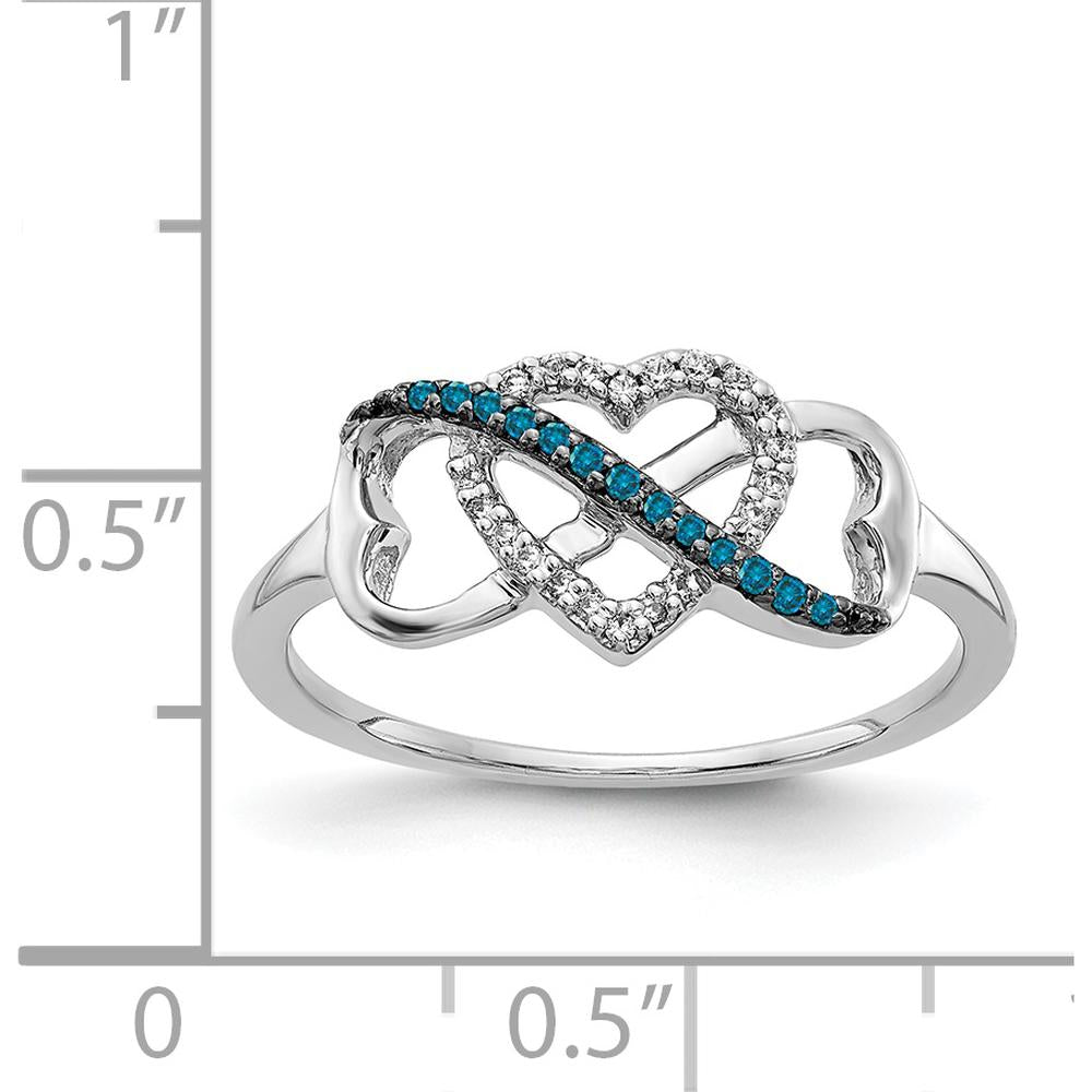 14K White Gold Blue and White Diamond Infinity and Heart Ring with Rhodium Accents - 0.24 Carat Total Diamond Weight by 0