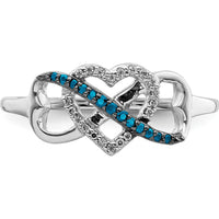 14K White Gold Blue and White Diamond Infinity and Heart Ring with Rhodium Accents - 0.24 Carat Total Diamond Weight by 0
