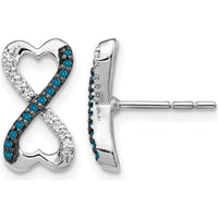 14K White Gold Blue and White Diamond Infinity Heart Drop Earrings - 0.078 Carat Total Diamond Weight by Monteluci Fine Jewelry