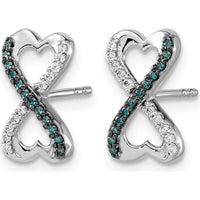 14K White Gold Blue and White Diamond Infinity Heart Drop Earrings - 0.078 Carat Total Diamond Weight by Monteluci Fine Jewelry