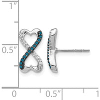 14K White Gold Blue and White Diamond Infinity Heart Drop Earrings - 0.078 Carat Total Diamond Weight by Monteluci Fine Jewelry