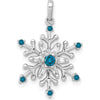 14K White Gold Blue and White Diamond Snowflake Pendant - 0.08 Carat Total Diamond Weight by Monteluci Fine Jewelry