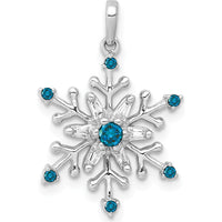 14K White Gold Blue and White Diamond Snowflake Pendant - 0.08 Carat Total Diamond Weight by Monteluci Fine Jewelry