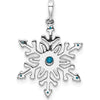 14K White Gold Blue and White Diamond Snowflake Pendant - 0.08 Carat Total Diamond Weight by Monteluci Fine Jewelry