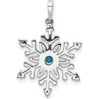 14K White Gold Blue and White Diamond Snowflake Pendant - 0.08 Carat Total Diamond Weight by Monteluci Fine Jewelry