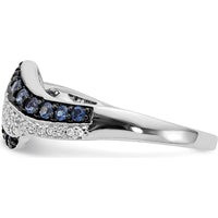 14K White Gold Blue and White Diamond Swirl Ring - 0.086 Carat Total Diamond Weight by 0