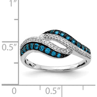 14K White Gold Blue and White Diamond Swirl Ring - 0.086 Carat Total Diamond Weight by 0