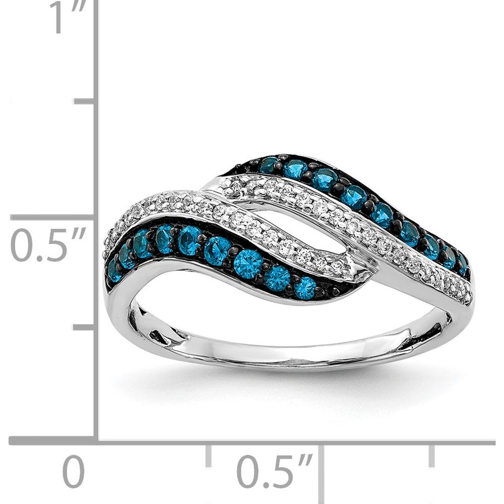14K White Gold Blue and White Diamond Swirl Ring - 0.086 Carat Total Diamond Weight by 0