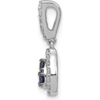 14K White Gold Blue and White Diamond Teardrop Halo Pendant - 0.18 Carat Total Diamond Weight by Monteluci Fine Jewelry