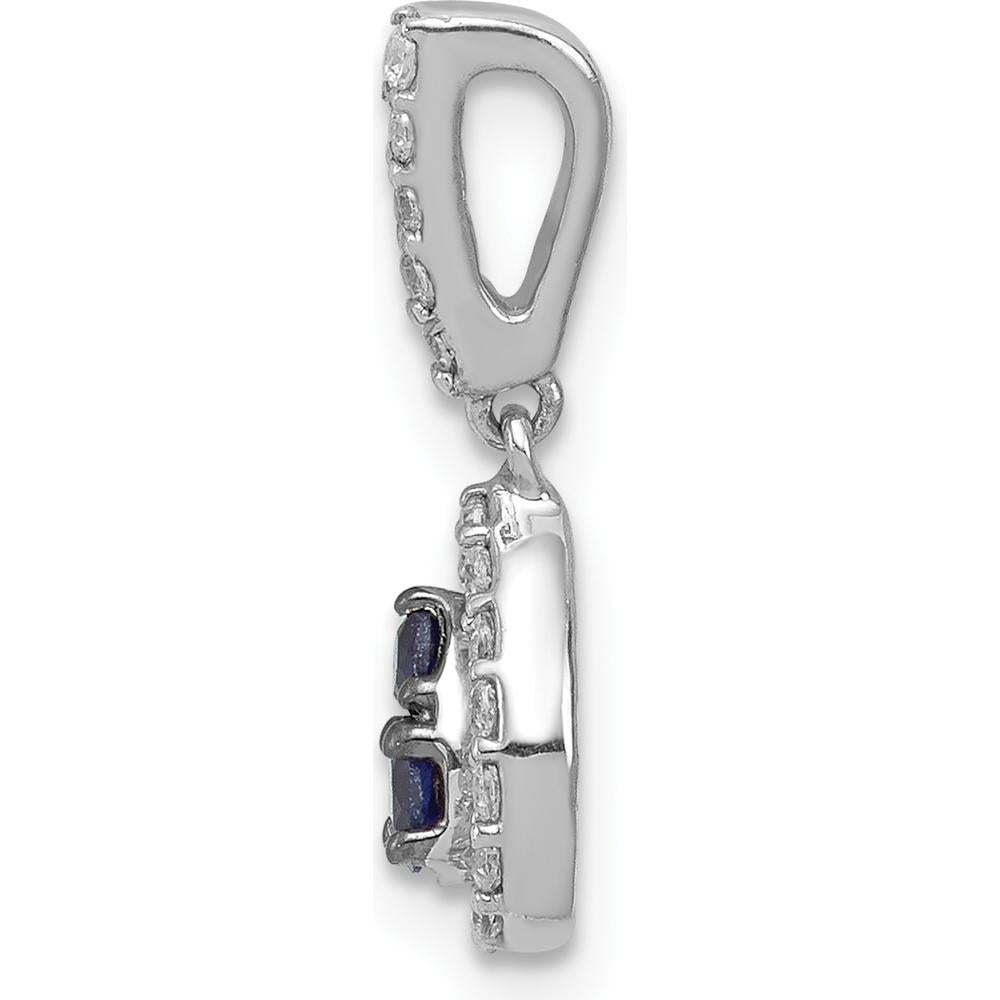 14K White Gold Blue and White Diamond Teardrop Halo Pendant - 0.18 Carat Total Diamond Weight by Monteluci Fine Jewelry