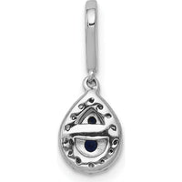 14K White Gold Blue and White Diamond Teardrop Halo Pendant - 0.18 Carat Total Diamond Weight by Monteluci Fine Jewelry