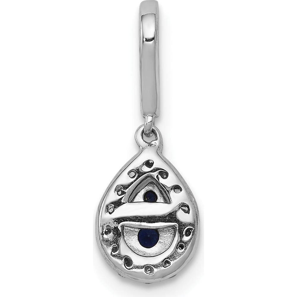 14K White Gold Blue and White Diamond Teardrop Halo Pendant - 0.18 Carat Total Diamond Weight by Monteluci Fine Jewelry