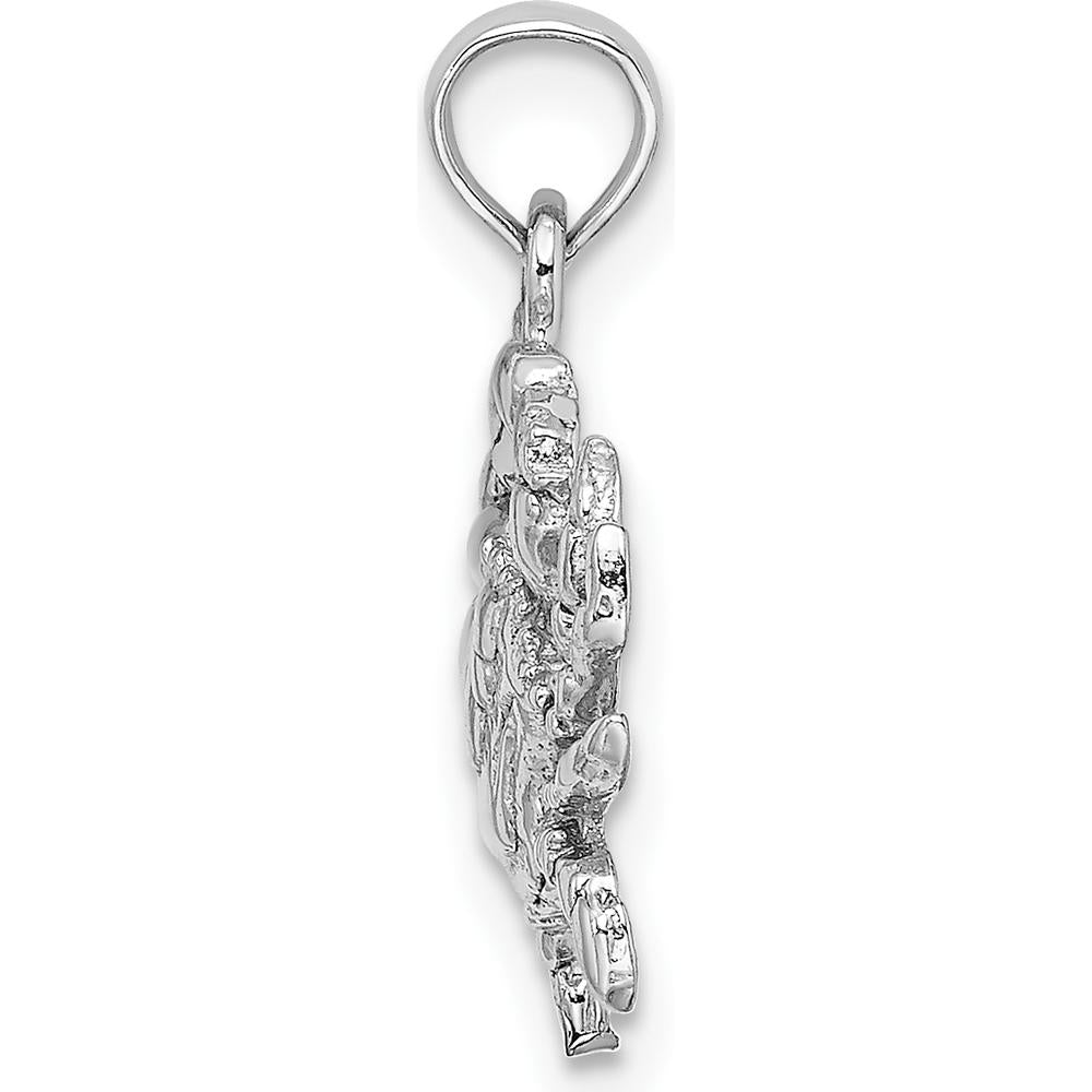 14K White Gold Blue Crab Charm with Polished Finish and Rhodium Plating by Oro Pregiato