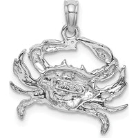 14K White Gold Blue Crab Charm with Polished Finish and Rhodium Plating by Oro Pregiato