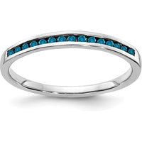 14K White Gold Blue Diamond Channel Band with 15 Round Natural Blue Diamonds - 0.15 Carat Total Diamond Weight by 0