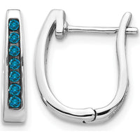 14K White Gold Blue Diamond Hinged Hoop Earrings - 0.022 Carat Total Diamond Weight by Monteluci Fine Jewelry