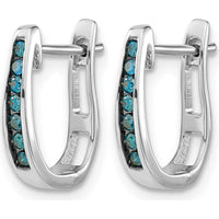 14K White Gold Blue Diamond Hinged Hoop Earrings - 0.022 Carat Total Diamond Weight by Monteluci Fine Jewelry