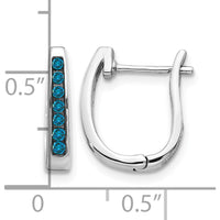 14K White Gold Blue Diamond Hinged Hoop Earrings - 0.022 Carat Total Diamond Weight by Monteluci Fine Jewelry