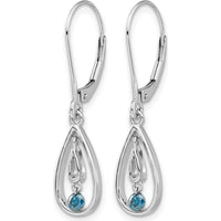 14K White Gold Blue Diamond Leverback Drop Earrings - 0.065 Carat Total Diamond Weight by Monteluci Fine Jewelry