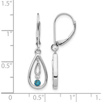 14K White Gold Blue Diamond Leverback Drop Earrings - 0.065 Carat Total Diamond Weight by Monteluci Fine Jewelry
