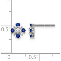 14K White Gold Blue Sapphire and Diamond Button Earrings - 0.12 Carat Total Sapphire Weight by Monteluci Fine Jewelry